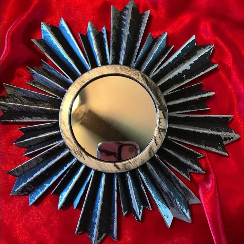 🌸3/$25 🆕 Sunburst Mirror Accent Wall Decor Art, Silver & Black Small Mirror